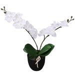 vidaXL Umetna rastlina orhideja v loncu 30 cm bela