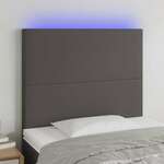 vidaXL LED posteljno vzglavje sivo 80x5x118/128 cm umetno usnje