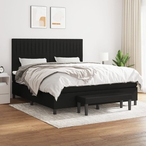 Box spring postelja z vzmetnico črna 180x200 cm blago - vidaXL - črna - 19