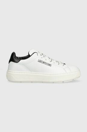 Usnjene superge Love Moschino Sneakerd Bold 40 bela barva