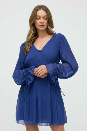 Obleka Liu Jo - modra. Obleka iz kolekcije Liu Jo. Model izdelan iz enobarvne tkanine. Poliester zagotavlja visoko odpornost na mečkanje.