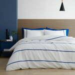 Bela/modra enojna bombažna posteljnina 135x200 cm Herringbone Trim Stripe – Content by Terence Conran