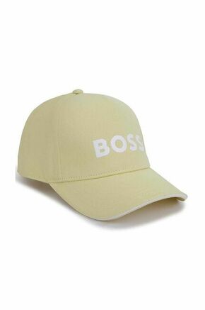 Otroška bombažna kapa BOSS rumena barva - rumena. Otroška kapa s šiltom vrste baseball iz kolekcije BOSS. Model izdelan iz pletenine z nalepko.