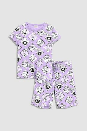 Otroška bombažna pižama Coccodrillo x Looney Tunes vijolična barva - vijolična. Pižama iz kolekcije Coccodrillo. Model izdelan iz pletenine vzorčaste pletenine.