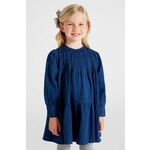 Otroška obleka Mayoral - modra. Otroška Obleka iz kolekcije Mayoral. Nabran model izdelan iz tkanine.