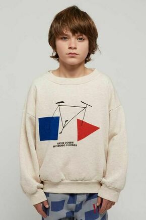 Otroški pulover Bobo Choses bež barva - bež. Otroški pulover iz kolekcije Bobo Choses. Model izdelan iz pletenine s potiskom.