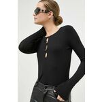 Majica z dolgimi rokavi Guess ženski, črna barva - črna. Majica z dolgimi rokavi iz kolekcije Guess, izdelana iz tanke, zelo elastične pletenine. Model iz raztegljivega materiala, ki se prilega obliki.