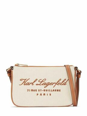 Torbica Karl Lagerfeld bež barva - bež. Majhna torbica iz kolekcije Karl Lagerfeld. Model na zapenjanje