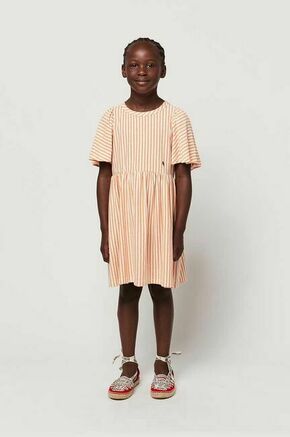 Otroška bombažna obleka Bobo Choses oranžna barva - oranžna. Otroški obleka iz kolekcije Bobo Choses. Nabran model