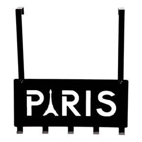 Črn obešalnik za vrata s 5 kavlji Compactor Paris