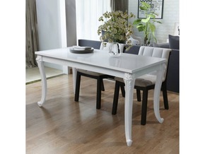 VIDAXL Jedilna miza 116x66x76 cm visok sijaj bele barve
