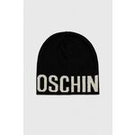 Volnena kapa Moschino črna barva - črna. Kapa iz kolekcije Moschino. Model izdelan iz tanke pletenine.