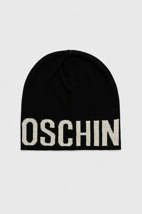 Volnena kapa Moschino črna barva - črna. Kapa iz kolekcije Moschino. Model izdelan iz tanke pletenine.