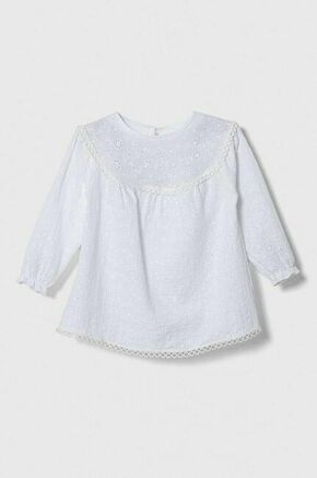 Otroška bombažna obleka Jamiks bela barva - bela. Za dojenčke obleka iz kolekcije Jamiks. Model izdelan iz enobarvne tkanine. Model iz izjemno udobne bombažne tkanine.