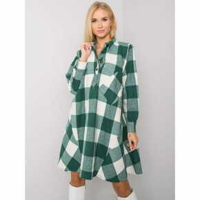 Ex moda Ženska karirasta srajčna obleka SOVVINA zelena in bela EM-SK-559.13X_378503 Univerzalni