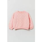 Bombažen pulover za dojenčka OVS roza barva, - roza. Za dojenčke mikica iz kolekcije OVS. Model izdelan iz vzorčaste pletenine.