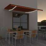 vidaXL Avtomatska tenda LED + senzor 450x300 cm oranžno/rjava