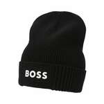 Kapa s primesjo volne Boss Green črna barva - črna. Kapa iz kolekcije Boss Green. Model izdelan iz pletenine s potiskom.