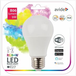 Avide SMART LED sijalka E27 9W RGB+W WiFi APP