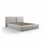 Svetlo siva oblazinjena zakonska postelja s prostorom za shranjevanje in letvenim dnom 160x200 cm Arendal – Cosmopolitan Design
