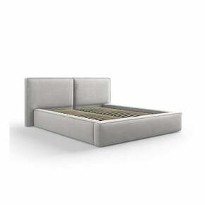 Svetlo siva oblazinjena zakonska postelja s prostorom za shranjevanje in letvenim dnom 160x200 cm Arendal – Cosmopolitan Design