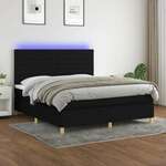 shumee Box spring postelja z vzmetnico LED črna 160x200 cm blago