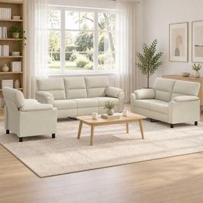 VidaXL Kavčna garnitura 3 pcs Krem Žamet