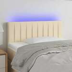 Greatstore LED posteljno vzglavje krem 90x5x78/88 cm blago