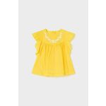 Bombažna majica za dojenčka Mayoral rumena barva - rumena. Mikica iz kolekcije Mayoral. Model izdelan iz enobarvne tkanine. Ima okrogli izrez.