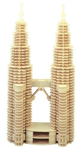 WEBHIDDENBRAND Woodcraft Lesena 3D sestavljanka Petronas Twin Towers