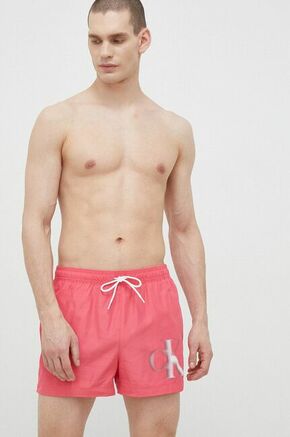 Kopalne kratke hlače Calvin Klein roza barva - roza. Kopalne kratke hlače iz kolekcije Calvin Klein. Model izdelan iz vzorčastega materiala. Tanek