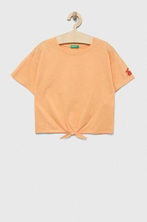 Otroška bombažna kratka majica United Colors of Benetton oranžna barva - oranžna. Otroške lahkotna majica iz kolekcije United Colors of Benetton. Model izdelan iz tanke