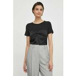 Kratka majica Sisley ženski, črna barva - črna. Kratka majica iz kolekcije Sisley, izdelana iz elastične pletenine. Model iz mehke in na otip prijetne tkanine.