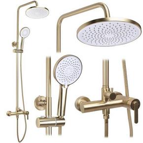 REA Brušena zlata tuš kabina Exposed Ontario Shower Gold