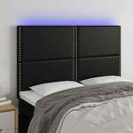 vidaXL LED posteljno vzglavje črno 144x5x118/128 cm umetno usnje