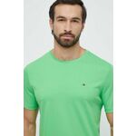 Bombažna kratka majica Tommy Hilfiger zelena barva - zelena. Kratka majica iz kolekcije Tommy Hilfiger, izdelana iz tanke, elastične pletenine. Model iz izjemno udobne, zračne tkanine.