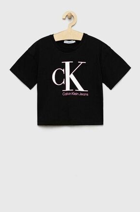 Otroška bombažna kratka majica Calvin Klein Jeans črna barva - črna. Otroške kratka majica iz kolekcije Calvin Klein Jeans. Model izdelan iz pletenine s potiskom.