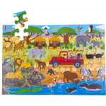 Bigjigs Toys Podlahové puzzle Africké dobrodružné 48 dielikov