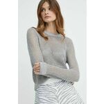 Pulover MICHAEL Michael Kors ženski, srebrna barva - srebrna. Pulover iz kolekcije MICHAEL Michael Kors. Model izdelan iz enobarvne pletenine. Model iz izjemno udobne tkanine z visoko vsebnostjo viskoze.