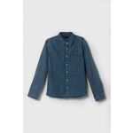 Otroška srajca Tommy Hilfiger - modra. Otroški srajca iz kolekcije Tommy Hilfiger, izdelana iz enobarvne tkanine. Model iz izjemno udobne tkanine z visoko vsebnostjo liocela.