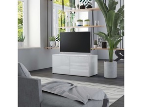 VIDAXL TV omarica visok sijaj bela 80x34x36 cm iverna plošča