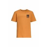 Otroška bombažna kratka majica Jack Wolfskin TEEN EXPLORING T B rumena barva - rumena. Otroška kratka majica iz kolekcije Jack Wolfskin. Model izdelan iz pletenine s potiskom.