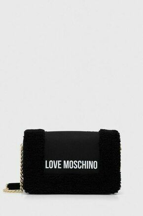 Torbica Love Moschino črna barva - črna. Majhna torbica iz kolekcije Love Moschino. Model na zapenjanje