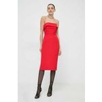 Obleka Bardot rdeča barva - rdeča. Obleka iz kolekcije Bardot. Model izdelan iz enobarvne tkanine. Poliester zagotavlja večjo odpornost na gubanje.