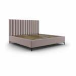 Svetlo rožnata oblazinjena zakonska postelja s prostorom za shranjevanje z letvenim dnom 200x200 cm Casey – Mazzini Beds