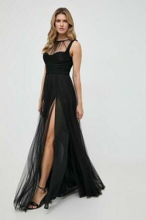 Obleka Elisabetta Franchi črna barva - črna. Obleka iz kolekcije Elisabetta Franchi. Model izdelan iz tilastega materiala. Izrazit model za posebne priložnosti.