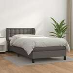Greatstore Box spring postelja z vzmetnico siva 90x200 cm umetno usnje