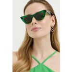 Sončna očala Bottega Veneta ženski, zelena barva - zelena. Sončna očala iz kolekcije Bottega Veneta. Model z enobarvnimi stekli in okvirji iz plastike. Ima filter UV 400.