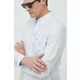 Lanena srajca Lacoste - modra. Srajca iz kolekcije Lacoste. Model izdelan iz lahke tkanine. Ima ovratnik button-down. Zračen, tanek material.