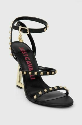 Usnjeni sandali Just Cavalli črna barva